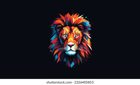 Abstract Majesty: Lion Head with Colorful Vector Illustration