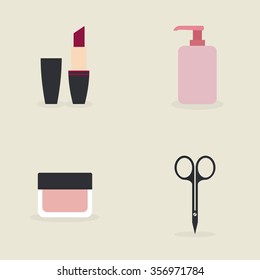Abstract makeup objects on a light background