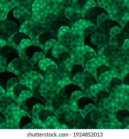 Resumen de malaquita verde sin costuras de la ilustración vectorial de fondo del espectro de colores. El caos repetía regularmente el fondo geométrico.
