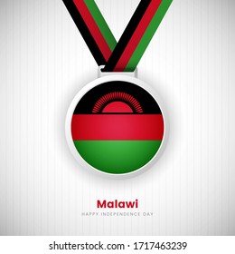 Abstract Malawi country flag on medal vector. Happy Independence day of Malawi background with creative typography.
