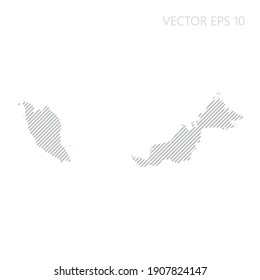 Abstrakte Karte Malaysia mit grauen diagonalen Linien. Karte der malaysischen Streifen. Vektorgrafik EPS10.