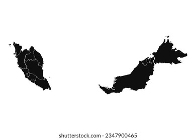Abstract Malaysia Silhouette Detailed Map, can be used for business designs, presentation designs or any suitable designs.