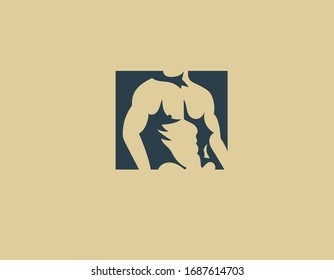 Abstract male body silhouette logo icon for your company or for sports club