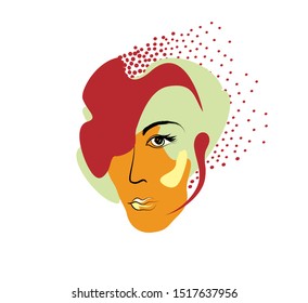 Abstract Male Face. 1960s Style Drawing Pop Art Avatar. Modern Line Art Female Portrait. Man Face Abstract Stylish Hand Drawn Design Element.