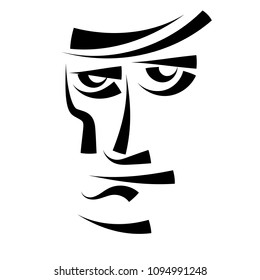 abstract male face in hat vector illustration