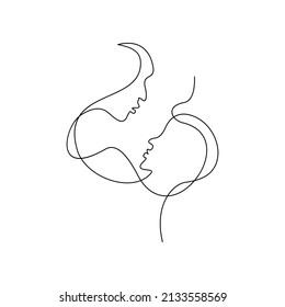 Abstract Male and Female Face Continuous Line