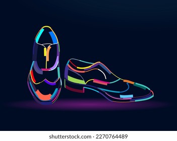 Abstract male shoes from multicolored paints, colored drawing. Vector illustration of paints