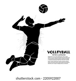 Abstract male volleyball player silhouette. Vector illustrations