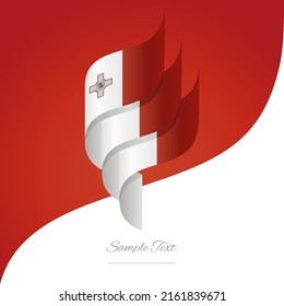 Abstract Malta 3D wavy flag white red modern ribbon strip logo icon abstract background vector