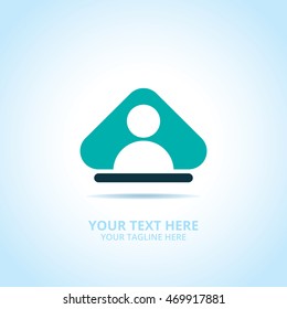 Abstract man in arrow logo, design concept, emblem, logotype element for template.