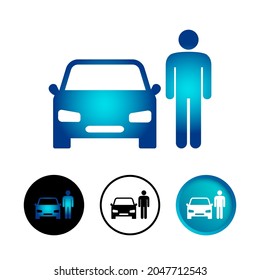 Abstract Man With Car Icon Set