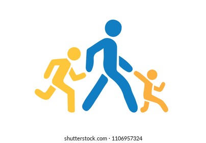 Abstract man with children