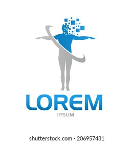abstract man concept design education and support for people logo design template