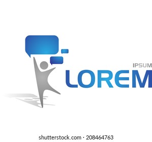 abstract man concept design education and support for people logo design template