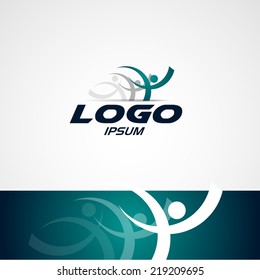 concepto de diseño del hombre abstracto en línea Academia, club deportivo, club de ejecución y plantilla de diseño de logotipo del vector de fitness 