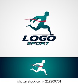 abstract man design concept onlain Academy, sports club, running club and fitness vector logo design template 