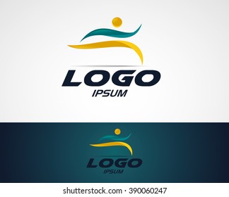 abstract man design concept onlain Academy, sports club, running club and fitness vector logo design template 