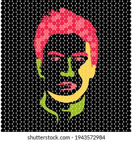 Abstract man face art with circle pixel.. Suitable for T-shirt, background, cover, wall, all other you need.