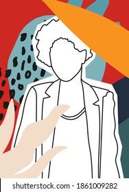 Abstract man face in a modern trendy colors, minimalism art
