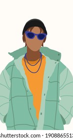 Abstract man face in a modern trendy colors, minimalism art