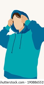Abstract man face in a modern trendy colors, minimalism art
