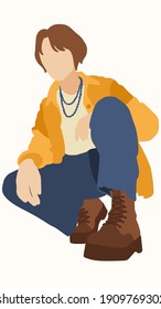 Abstract man face in a modern trendy colors, minimalism art