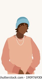 Abstract man face in a modern trendy colors, minimalism art