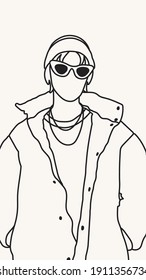 Resumen de la cara del hombre en los modernos colores de moda, arte minimalista