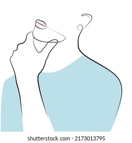 Abstract man face one line drawing on white isolated background