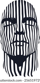 Abstract man face with zebra pattern