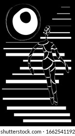 un hombre abstracto sube las escaleras