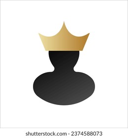 Abstract man with golden crown icon. Professional vip style for gentleman and businessman for creative conferences and vector receptions