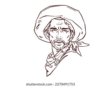 Resumen de un hombre en un vector de sombrero para tarjeta, decoración, ilustración