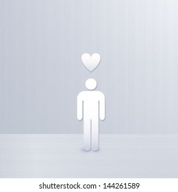 abstract man with heart over head