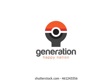 Abstract Man holding Sun in hands Logo design vector template.
