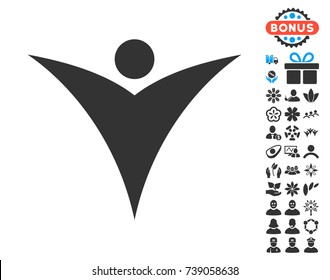 Abstract Man icon with free bonus symbols. Vector illustration style is flat iconic symbols.