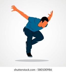 Abstract man jumping outdoor parkour on a white background. Vector illustration.