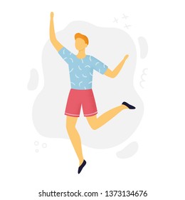 Abstract Man jumping or running  Flat design. Funny guy in cartoon style. Vector illustration. Can be used for banner, postcard, websites or ads.
