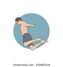 Abstract Man Jumps Illustration, Hand Drawn Vector Illustration.