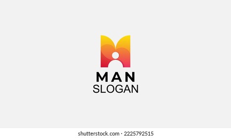 Abstract Man Letter M Logo design element illustration