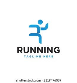 Abstract Man line running Sports Logo design vector