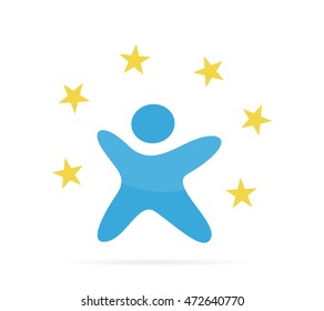 Abstract man logo with a star on a circle
