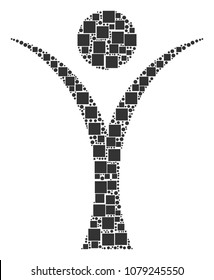 Abstract Man mosaic icon of rectangles and round items in different sizes. Vector objects are organized into abstract man collage design concept.