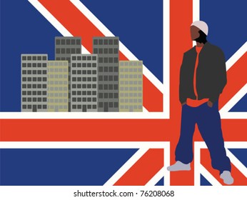abstract man on england flag
