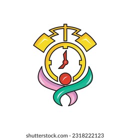 abstract man raising alarm clock, logo design simple modern. solid color style,