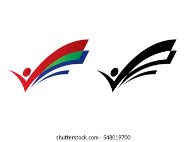 Abstract man in right sign logo