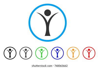 Abstract Man rounded icon. Style is a flat gray symbol inside light blue circle with additional colored variants. Abstract Man vector designed for web and software interfaces.