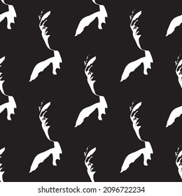 Abstract man seamless pattern design. Male art wallpaper in black and white colors.
