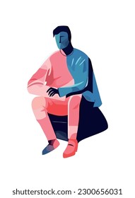 abstract man sitting icon isolated