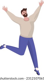 Abstract man in sweatshirt and jeans in jumping pose.